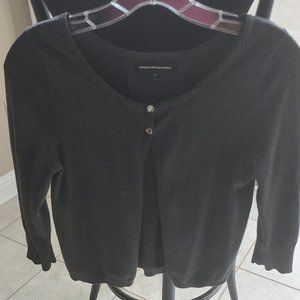 Women's short grey cardigan sweater